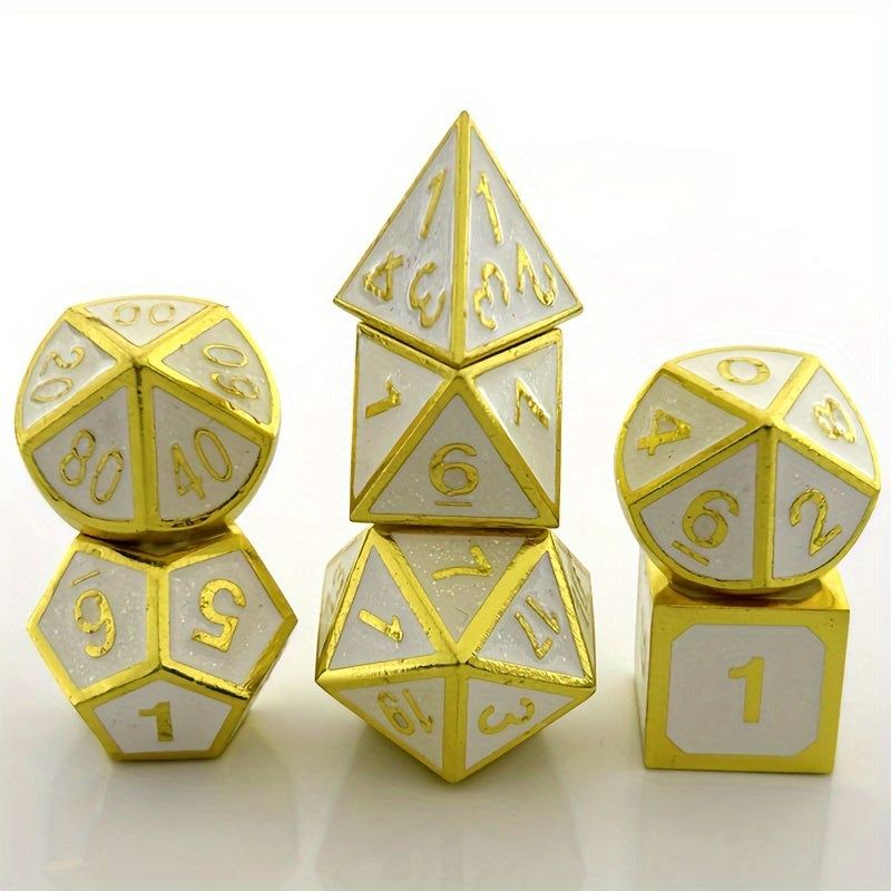 7pcs Metal Dice For Fun Game Number Dice Desktop Entertainment