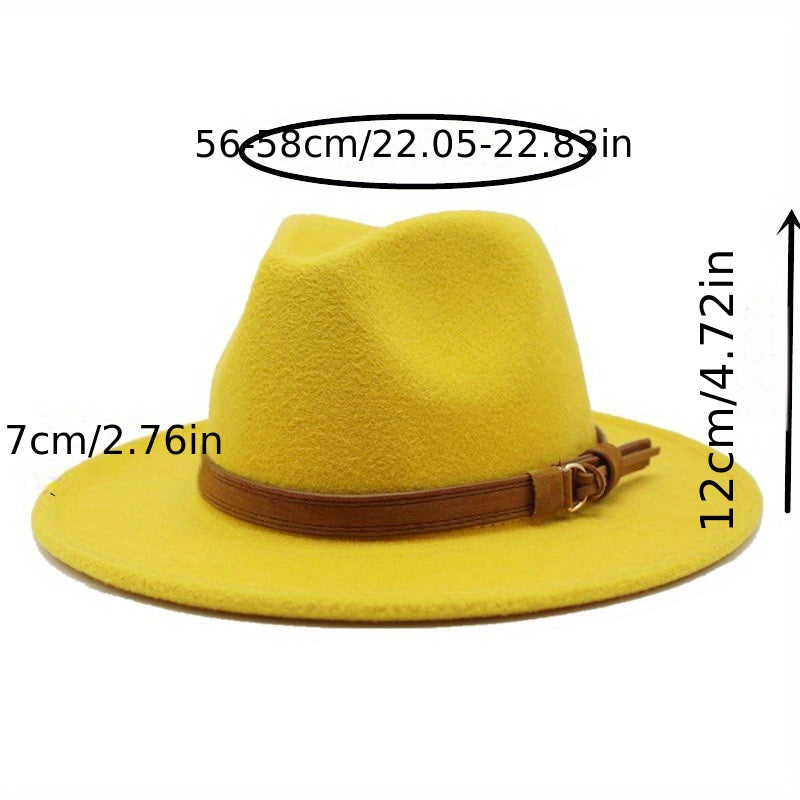 Retro Tweed Bowler Jazz Hat With Belt - Small Size