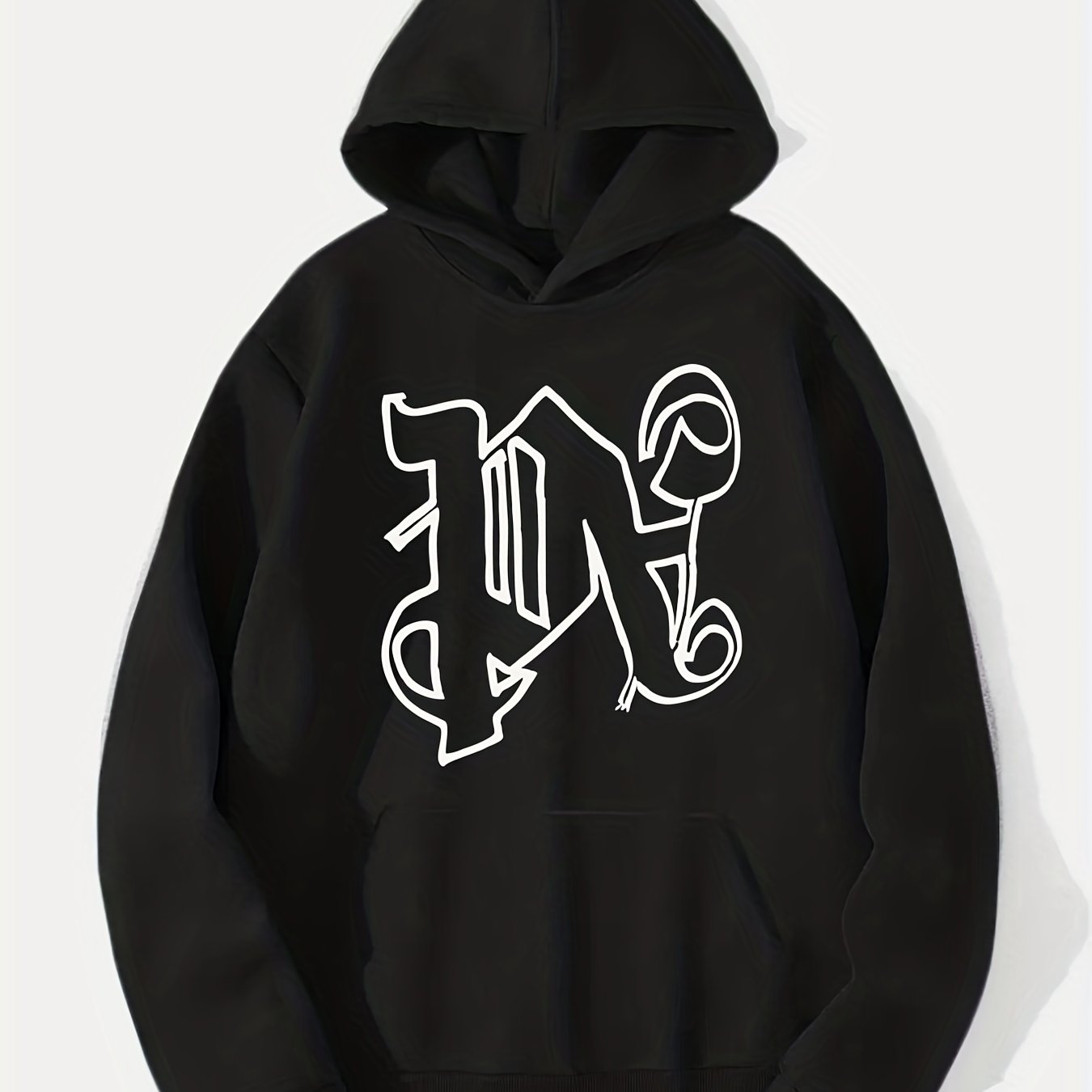 Letter Print Hoodie for Men Graphic Pullover Hooded Sweatshirt