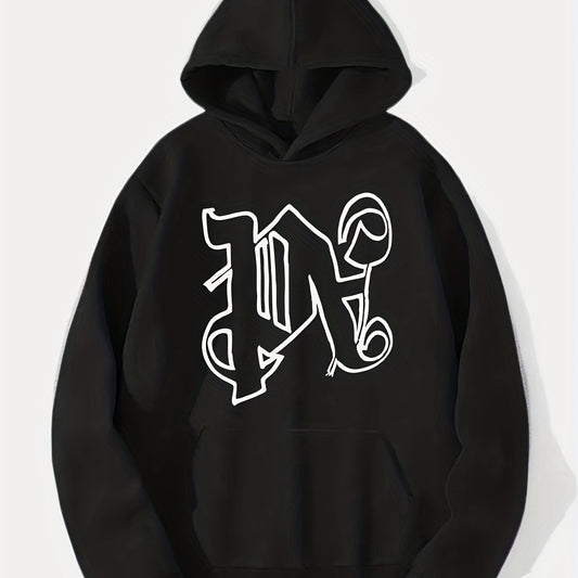 Letter Print Hoodie for Men Graphic Pullover Hooded Sweatshirt