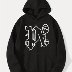 Letter Print Hoodie for Men Graphic Pullover Hooded Sweatshirt
