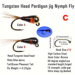 32pcs Tungsten Bead Jig Head Nymph Euro Nymph Wet Fly Fishing