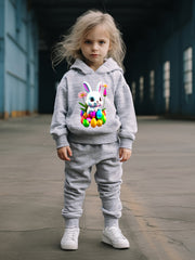 OERYUI Easter Bunny Print Hoodies Pants Set For Kids