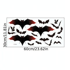Halloween Bat Stickers Red Winged Vinyl Waterproof Window Sticker