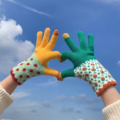Pair of Touch Screen Gloves Winter Thickened Warm Knitted Riding Gloves