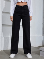 High Waist Wide Leg Straight Jeans Women's Denim Pants