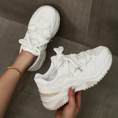 Women's Solid Breathable Chunky Sneakers Comfortable Travel Sport Shoes