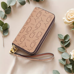 Vintage Style Women's Double Zipper Long Wallet with Detachable Wrist Strap
