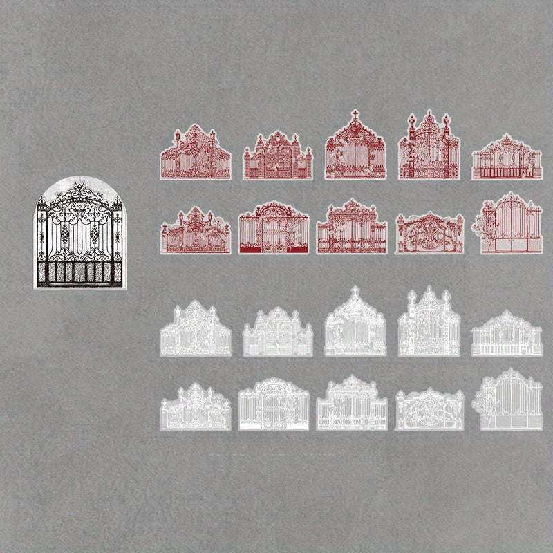 20PCS Gothic Castle Stickers for Scrapbooking and Collages