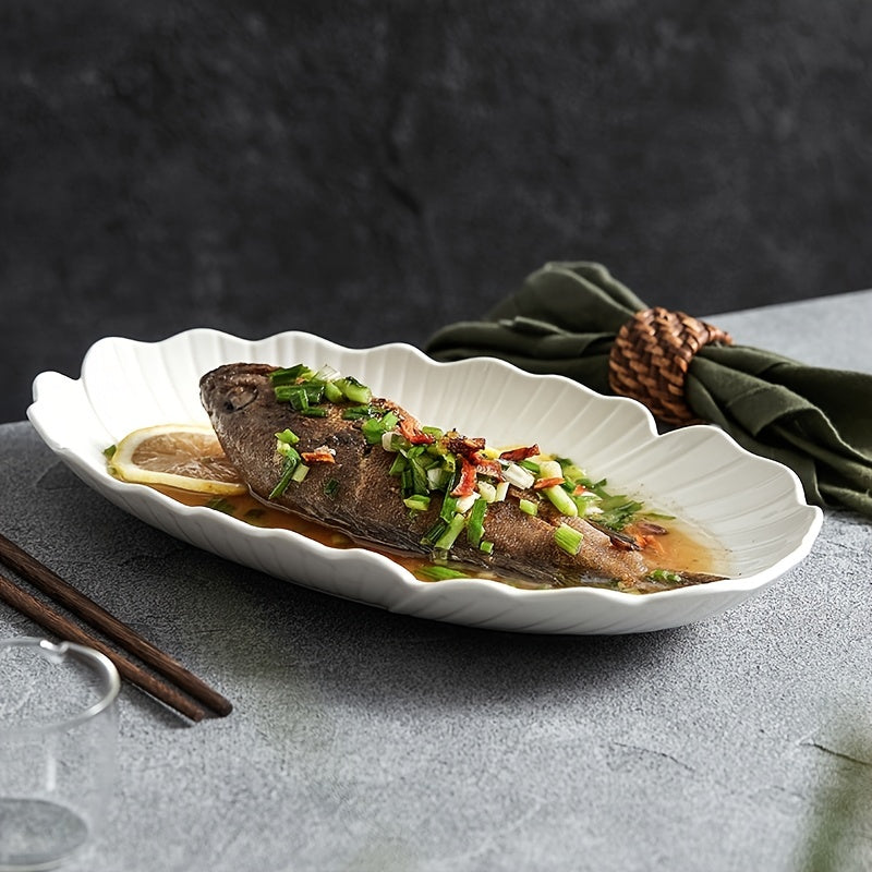Ceramic Flower Shaped Fish Plate 25.4 cm