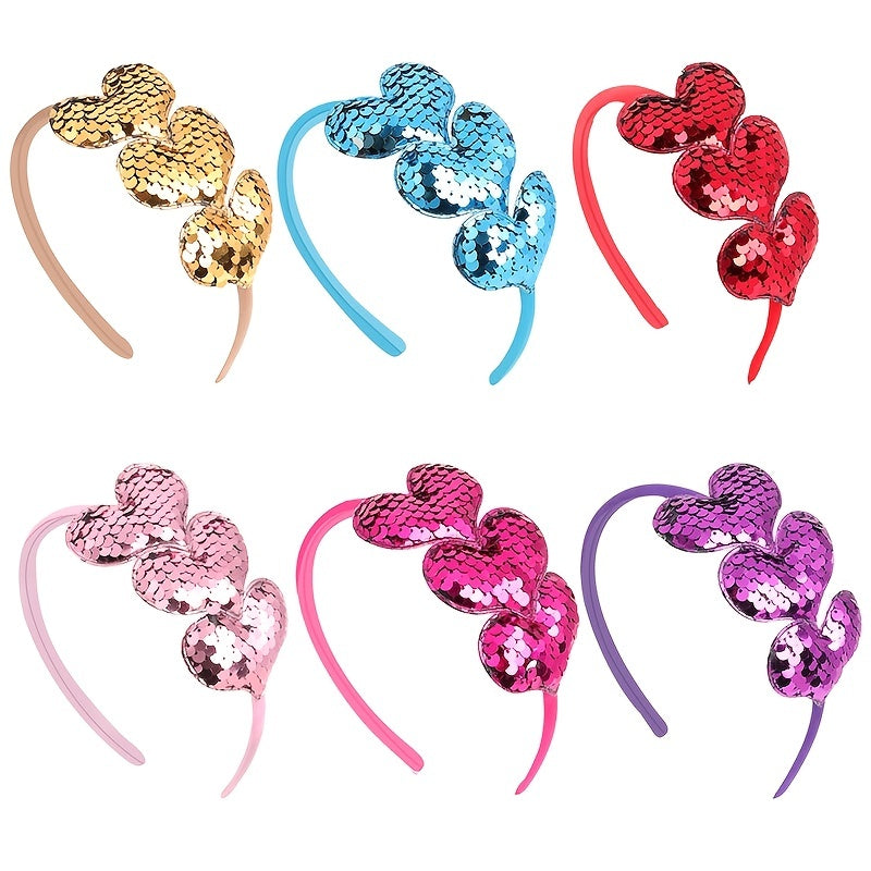 Baby Girls Glitter Sequin Heart Headband Hair Hoops