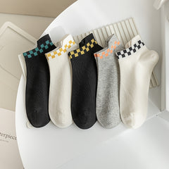 10 Pairs Plaid Print Low Cut Ankle Socks Women's Stockings & Hosiery