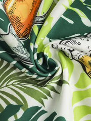 Men's Casual Beer Print Button Short Sleeves Shirt for Summer