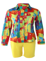 Random Print Shirt & Shorts Set