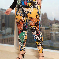 Graffiti Print Skinny Leggings