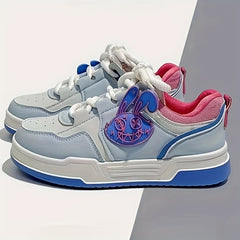 Women's Rabbit Lace-up Skate Shoes Lightweight Platform Sneakers