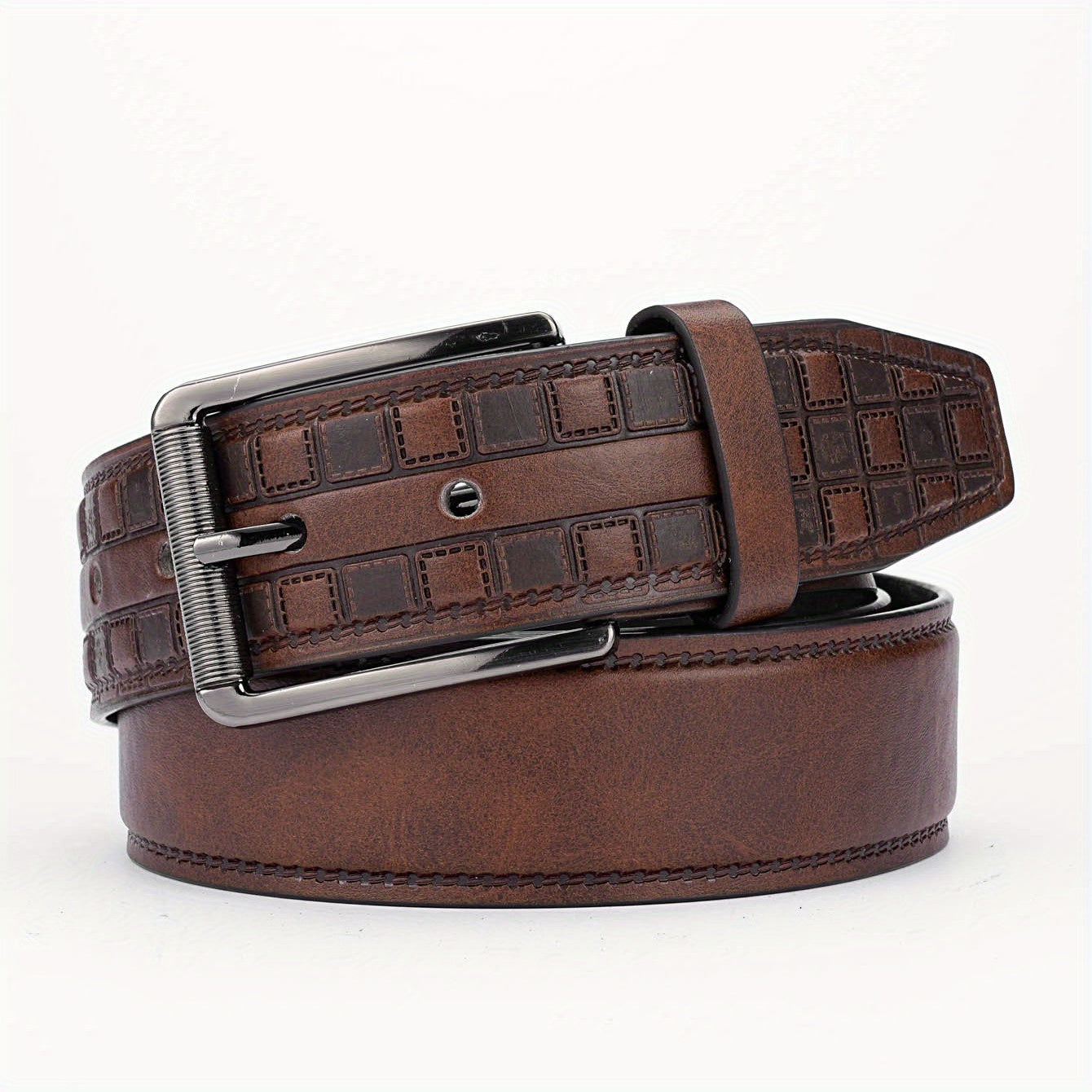 Alloy Pin Buckle PU Striped Belt Accessory Men