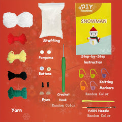 Christmas Snowman Crochet Kit for Beginners - DIY Knitting Set