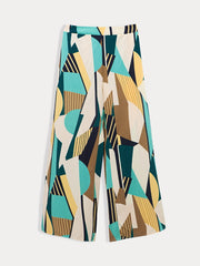 Geo Print Wide Leg Pants Casual Holiday Loose Pants