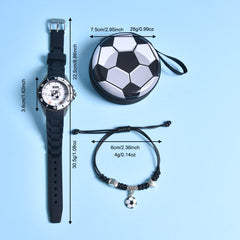 3pcs Silicone Soccer Fan Watch Bands & LED Light Up Wristwatches for Kids