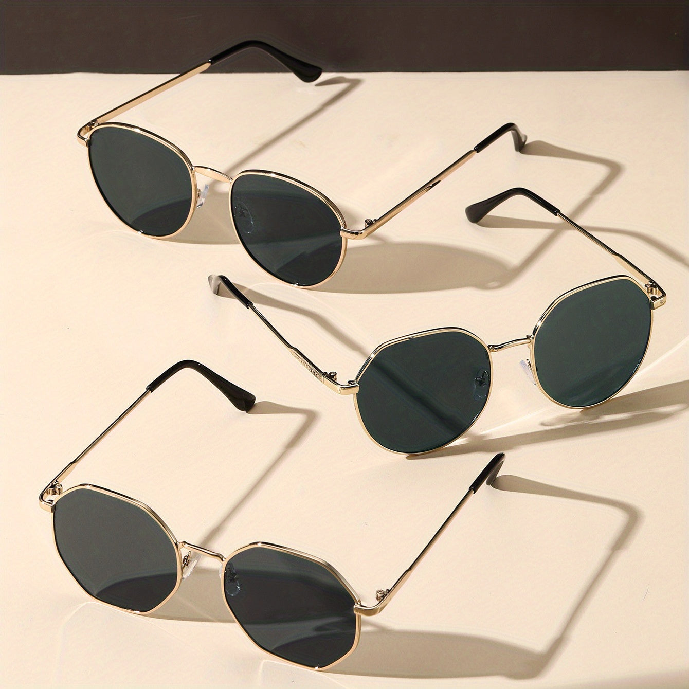 3 Pairs Round Metal Sunglasses UV400 Sun Shades