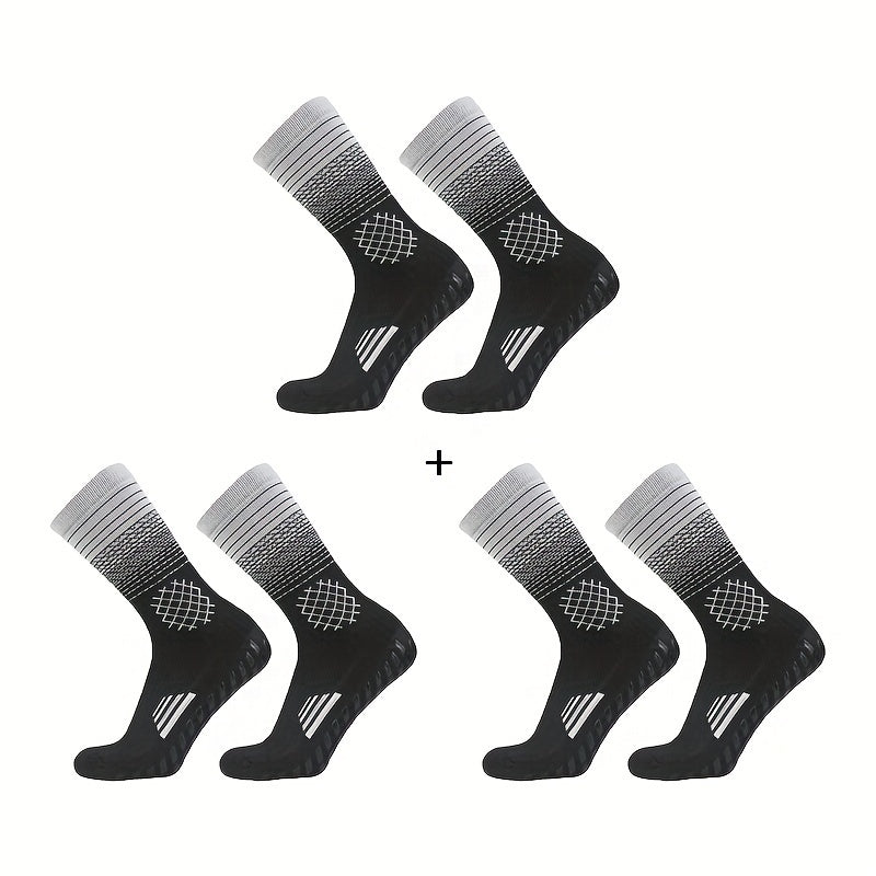3 Pairs Non-slip Football Socks Outdoor Sports Grip Socks Crew Socks