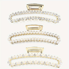 3pcs Pearl Rhinestone Claw Clips Hair Accessories for Girls