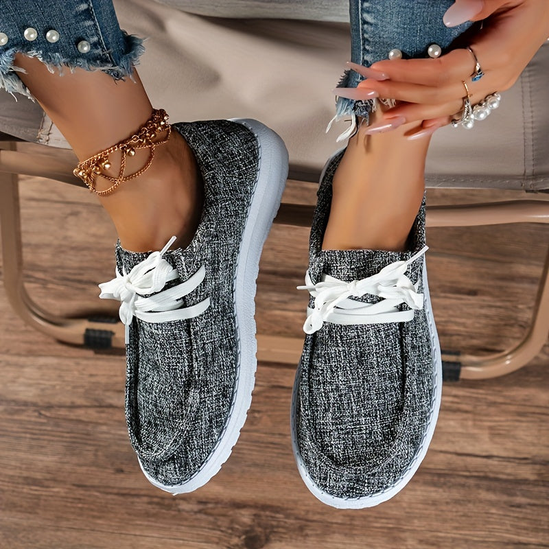 Women's Casual Flat Canvas Lace Up Shoes Lightweight