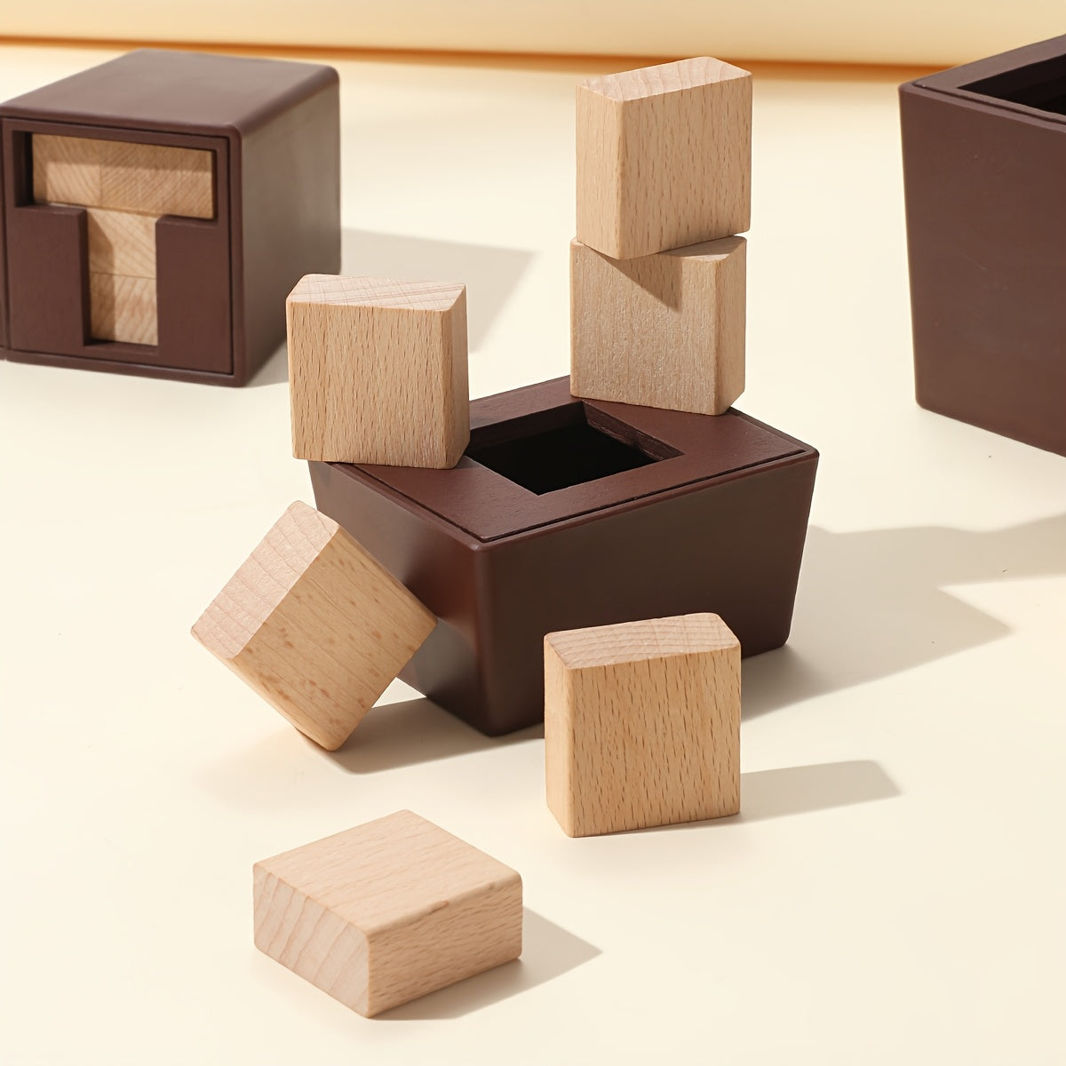 Wooden Building Blocks Puzzle Box - Shapes & Colors Learning Toy