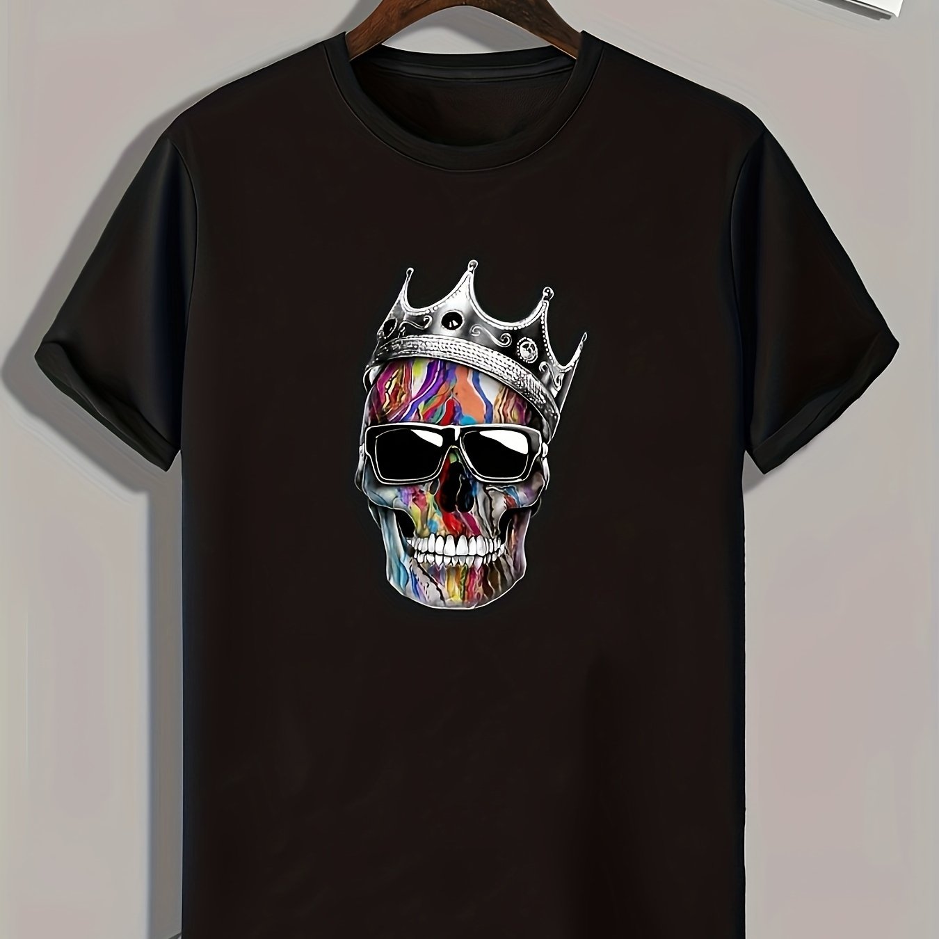 Skull Pattern Print Men's Sports T-shirt Graphic Tee Men's Summer Outdoor