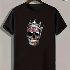 Skull Pattern Print Men's Sports T-shirt Graphic Tee Men's Summer Outdoor