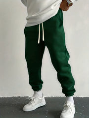 Solid Drawstring Sweatpants Loose Fit Men's Casual Joggers