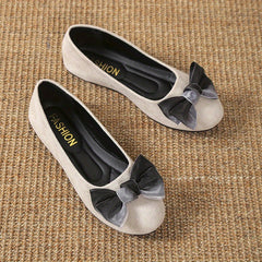Women's Bowknot Flat Shoes Slip On Soft Sole Shoes Dress Ballet Flats