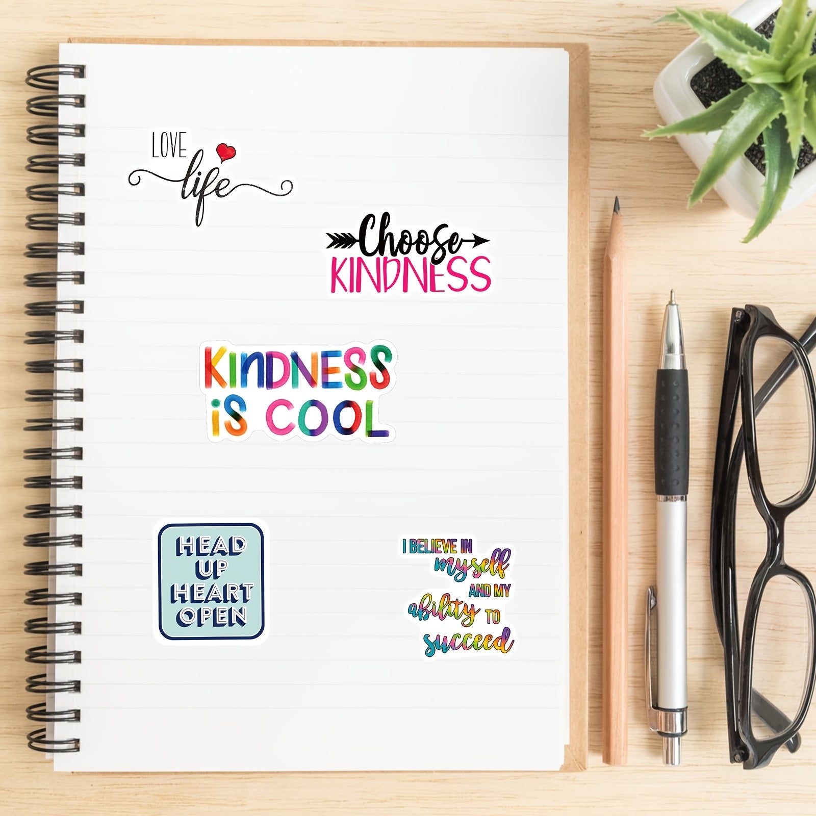 52pcs Motivational Quote Stickers Vinyl Waterproof Positive Words Decals