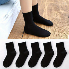 5pairs Casual Knit Crew Socks Soft Comfortable Breathable Cotton Socks