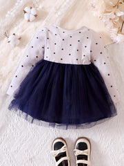 Sweet Knitted Baby Girls Mesh Dress Party Princess Dress