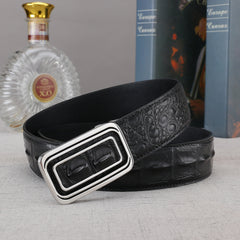 Men's Crocodile Pattern Cowhide Belt with Stainless Steel Buckle