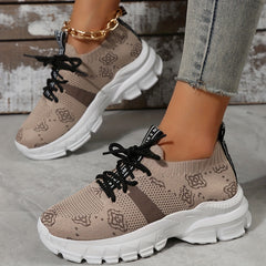 Women's Geometric Pattern Knit Athletic Running Shoes