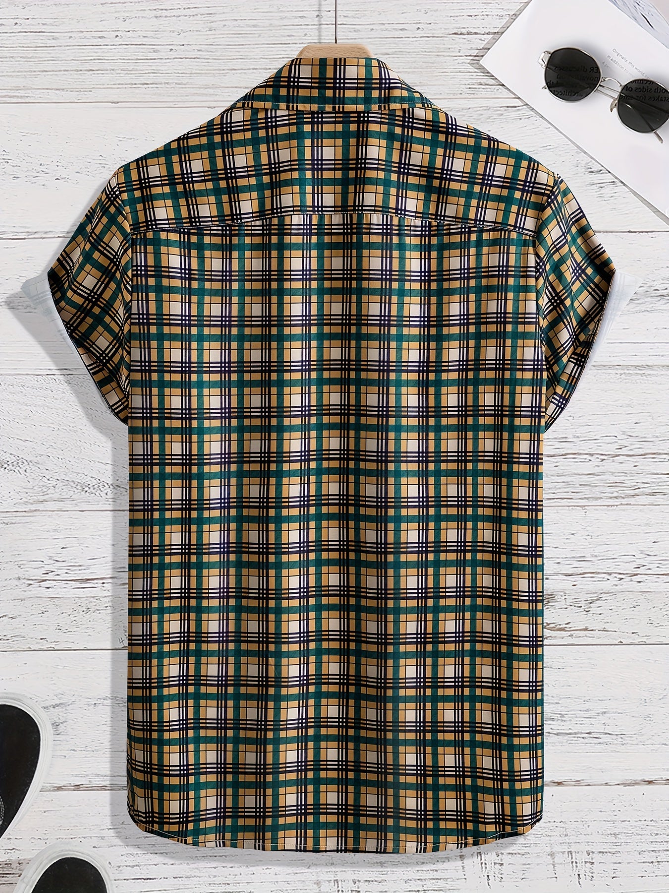 Men's Loose Fit Plaid Hawaiian Shirt