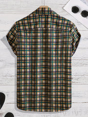 Men's Loose Fit Plaid Hawaiian Shirt