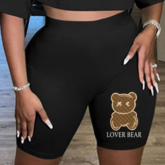 Graphic Print High Rise Biker Shorts