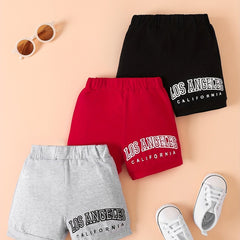 3pcs Baby Boys Casual LA Graphic Elastic Waist Shorts Set