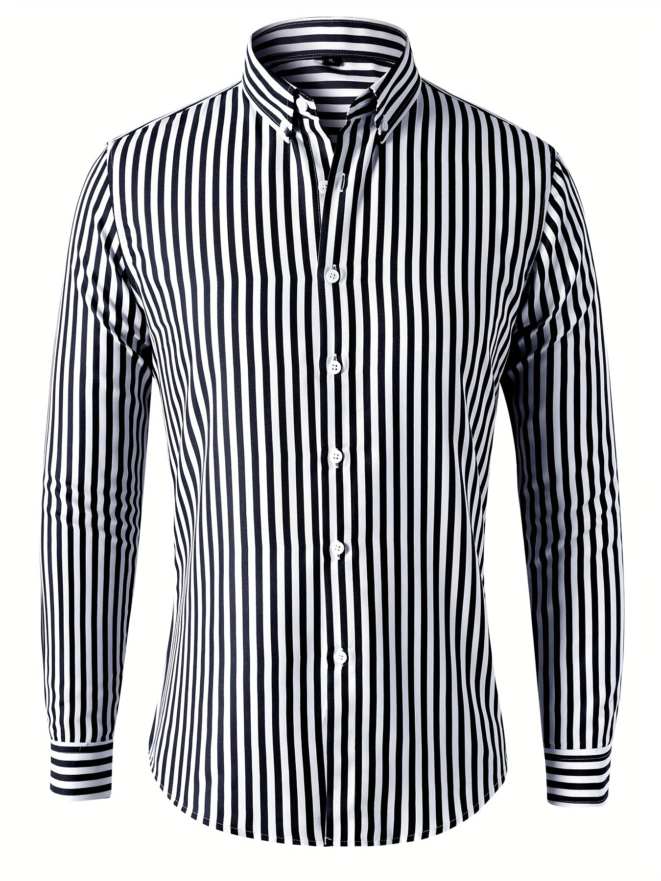 Men's Stripe Print Button Up Shirt