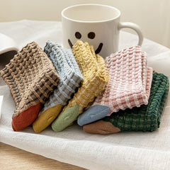 5 Pairs Plaid Textured Socks Comfy & Breathable Women's Stockings
