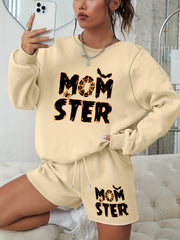 Halloween 2pcs Set Graphic Sweatshirt & Shorts Outfit