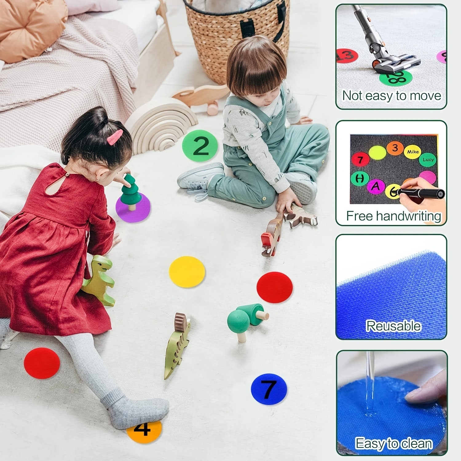 48pcs Classroom Sitting Carpet Dots 1-48 6 Colors for Teacher Supplies Preschool
