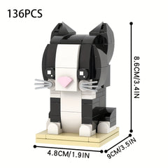 136pcs Kitten Building Blocks - Animal Series - Kids' Toys and Christmas Present