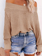 Sexy Sweater Women's Off Shoulder Long Sleeve Pullover Jumper