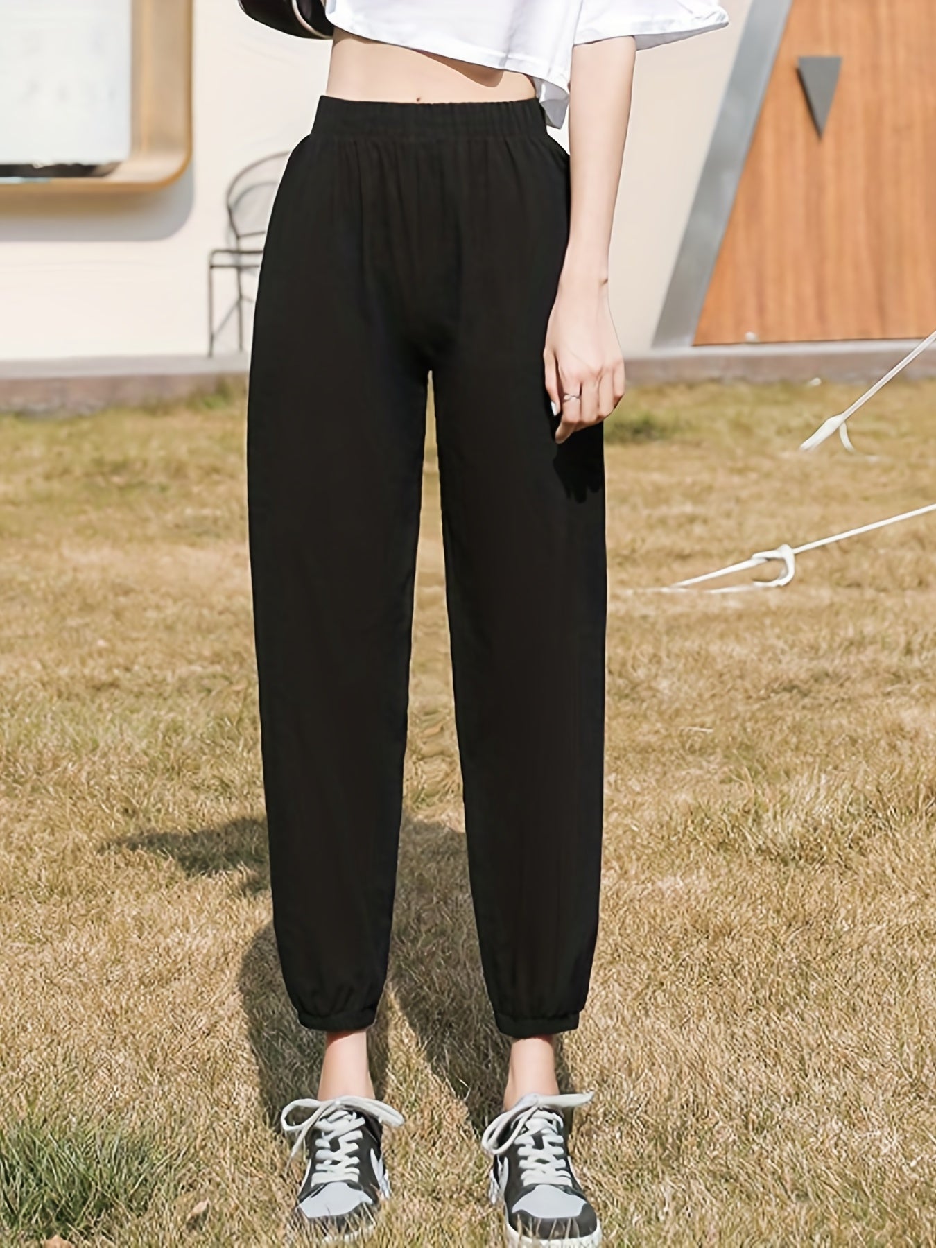 Casual Elastic Waist Jogger Pants
