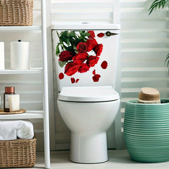 Red Rose Toilet Self Adhesive Bathroom Home Decor